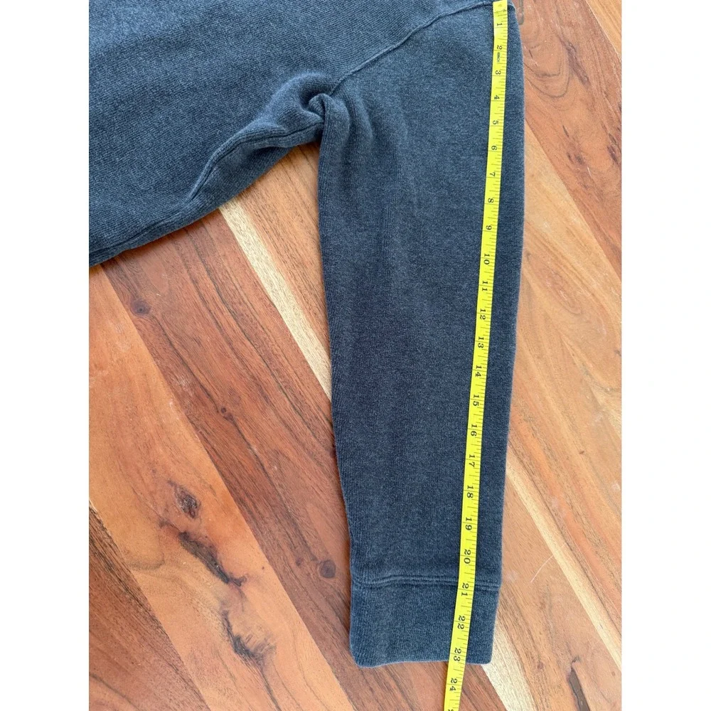 Lands End Mens Quarter Zip Pullover Sweater Charcoal Gray Cotton Ribbed Knit M